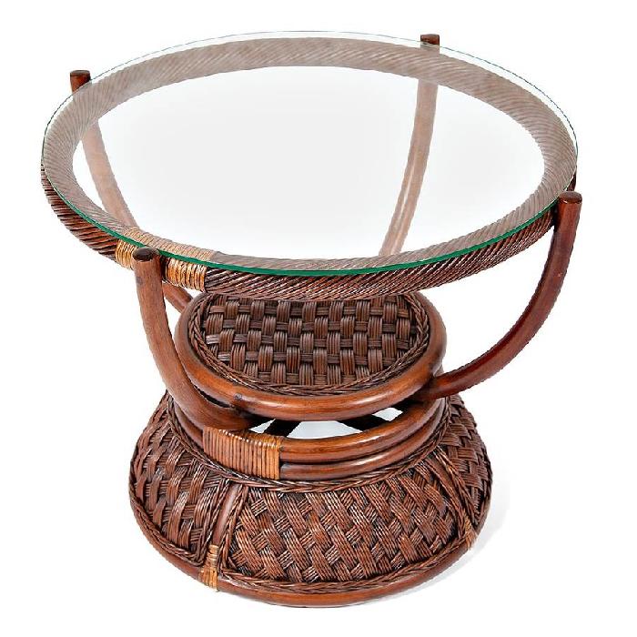Столик кофейный Андреа (Andrea)    (ротанг, стекло,  античный орех (Tetchair) )