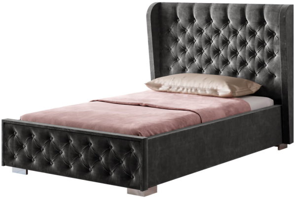 Кровать односпальная Франческа (СМ 120х200) без основания ( 120х200 , ЛДСП/МДФ/ткань , графит темный , без подъемного мех. , без ящиков , без матраса (Мебелони) )