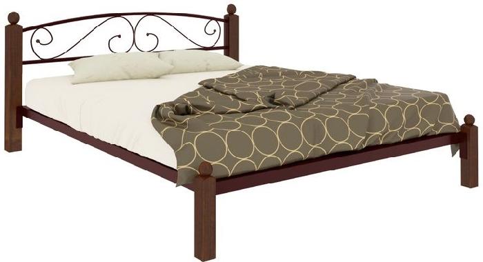 Кровать двуспальная Вероника Lux (СМ 140х200) трубка металл ( 140х200 , металл/дерево , медная шагрень , без подъемного мех. , без ящиков , без матраса (Милсон) )