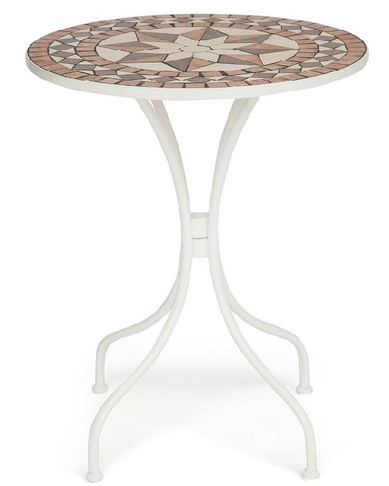 Стол кованый Ромео (Romeo)  (металл окрашенный, металл-плитка-мозаика-звезда,  слоновая кость (Tetchair) )