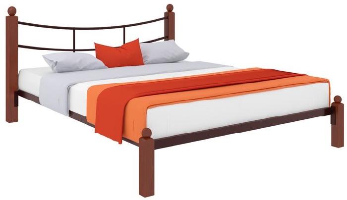 Кровать двуспальная София Lux (СМ 140х190) трубка металл ( 140х190 , металл/дерево , медная шагрень , без подъемного мех. , без ящиков , без матраса (Милсон) )