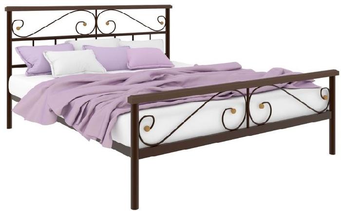 Кровать двуспальная Эсмеральда Plus (СМ 140х190) трубка металл ( 140х190 , металл , медная шагрень , без подъемного мех. , без ящиков , без матраса (Милсон) )