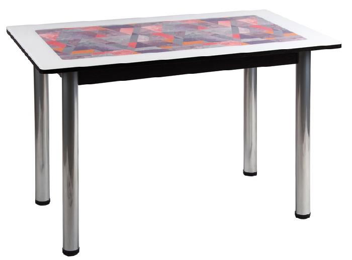 Стол обеденный Стиль 2 Кармен (металл окрашенный, лдсп-стекло-абстракция,  коричневый муар (Мебель из стекла) )