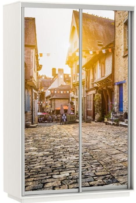 Шкаф-купе Экспресс Дуо Фото (1,4х0,6х2,2 - 2 двери) (Материал дверей:лдсп, цвет дверей:фотопечать улица, цвет каркаса:белый снег (Мебельная компания Е1) )